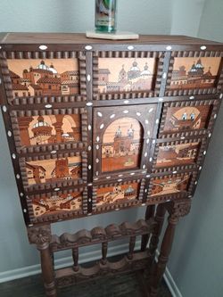 Antique handmade hand carved Mexican chest