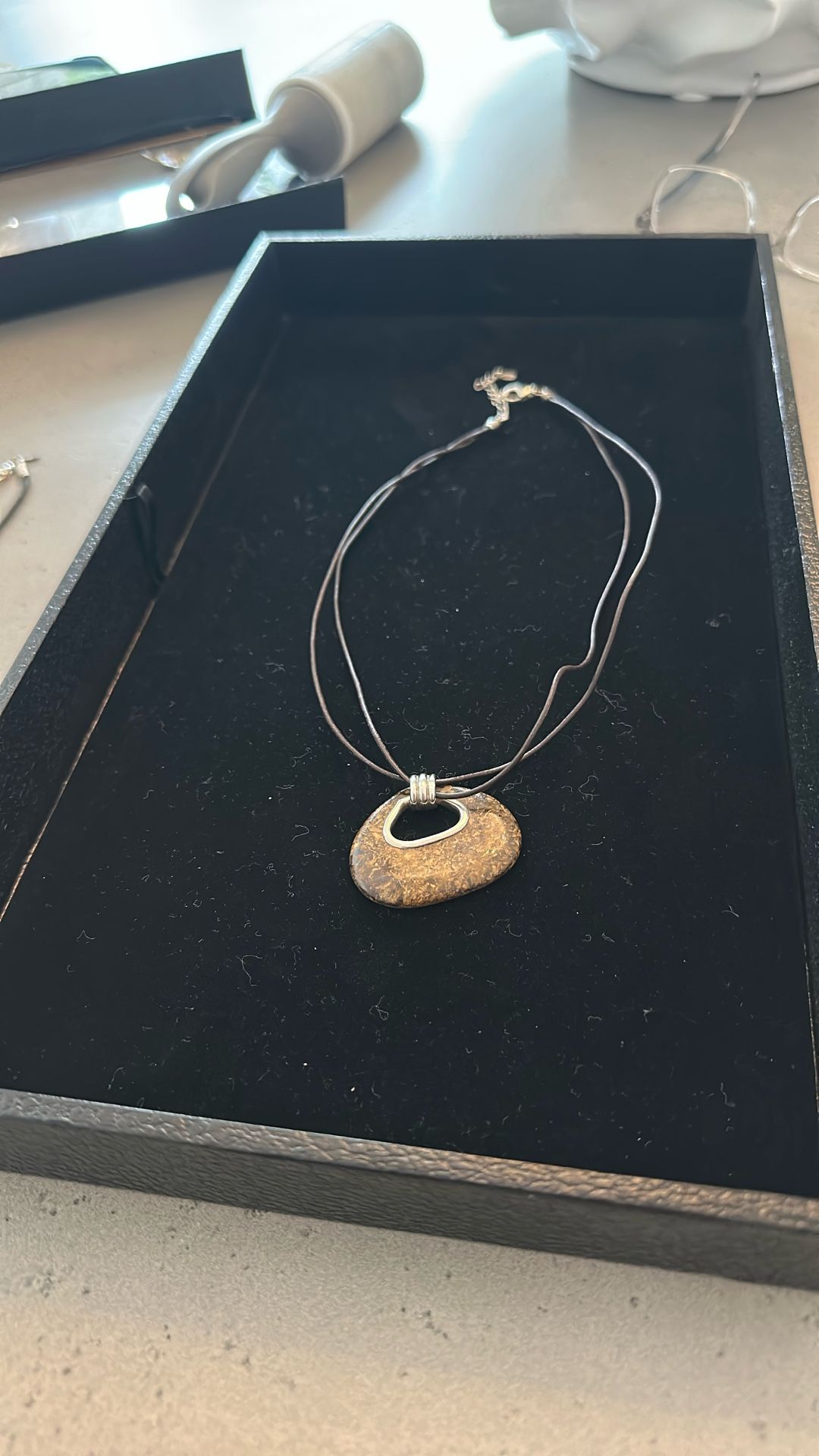 Silpada Brown Rope Necklace With Brown Stone Pendant 