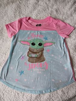Girls Star Wars Baby Yoda Pajama Shirt Size 8