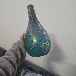 Irredecent Glass Mosaic Vase
