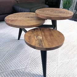 World Market Wood and Metal Multi Level Coffee Table