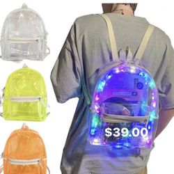 Jelly Color Transparent Backpack With LED Light..