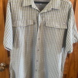 Columbia Men’s Button Down Green Plaid Hiking Fishing Omni Shield Shirt Xl