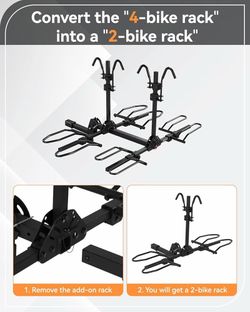 4 Bike Rack Hitch Mount, Platform Bike Rack for Car, SUV, Truck, Fits Mountain Bikes, Road Bikes, Ebikes and Fat Tire Bikes, 260 lbs Capacity