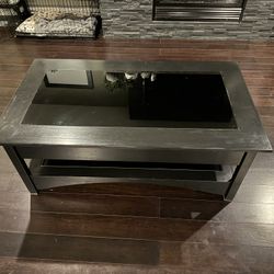 Black Coffee Table with Glass Top 28in  X  49 3/4in  