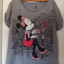 Disney Minnie Mouse Paris Cafe Tshirt Size Medium 