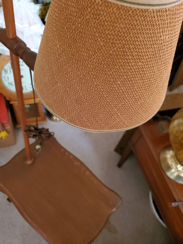 Side Table/ Incorporated Adjustable Light/ Small/ Wood