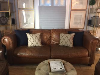 Leather couch with leather ottoman