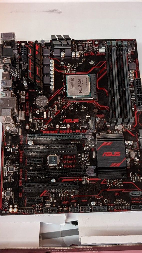 Ryzen 5 2600 with ASUS Prime B350-Plus Motherboard Combo. 6 Core Processor.