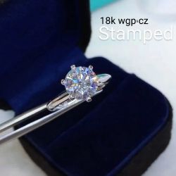 Beautiful White Gold Stamped Plated CZ Ring