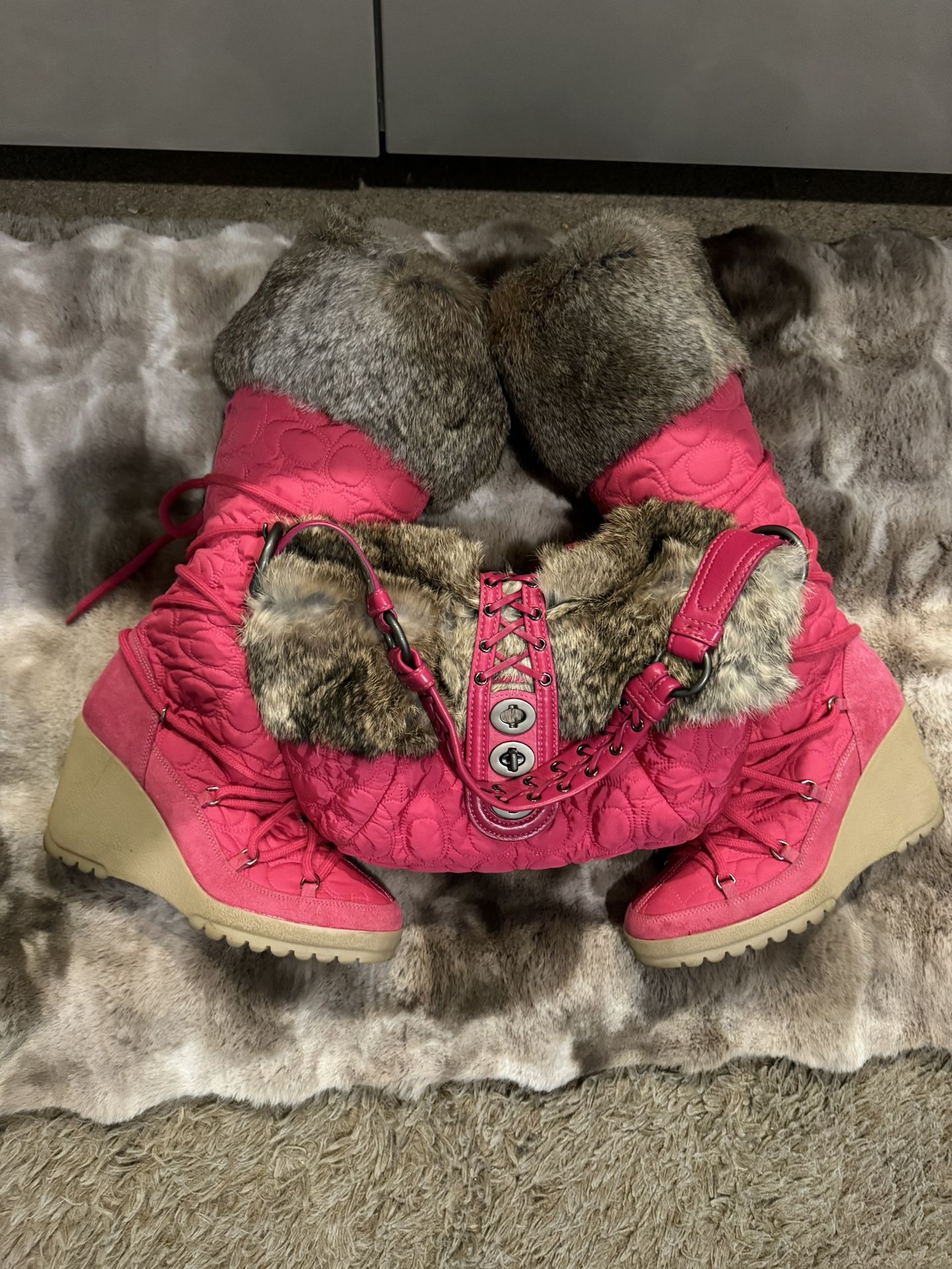 Hot Pink Coach Boots & Bag