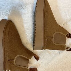 Brown Suede Fur Boots 