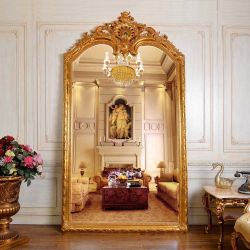 Large Ornate Italian Gold Floor Mirror – Full Length Baroque French Style