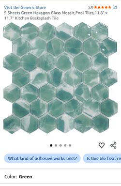 Green Hexagon Glass Mosaic Tile Sheets Backslash