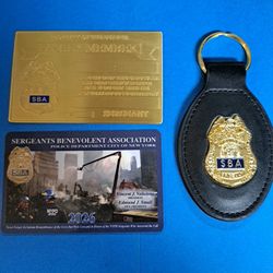 2026 NOVELTY NYPD SBA SERGEANTS BENEVOLENT COURTESY GOLD CARD KEY FOB