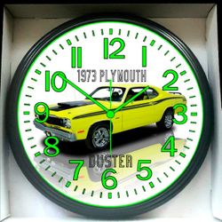Wall Clock 1973 Plymouth Duster Garage Shop Glow In The Dark Wall Clock New!