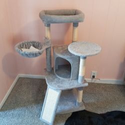 Gray Multi-Level Cat Tree Tower
