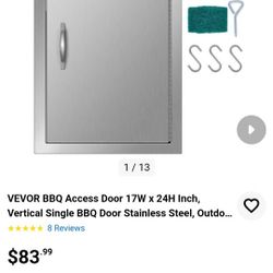 VEVOR BBQ Access Door 17W x 24H Inch, Vertical Single BBQ Door Stainless Steel, Outdoor Kitchen Doors for BBQ Island, Grill Station, Outdoor Cabinet