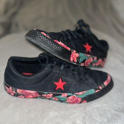 CONVERSE One Star Shoes Black Red Floral Platform