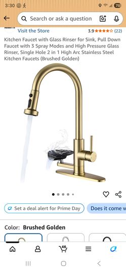 Brushed Gold faucet with glass rinser for sink