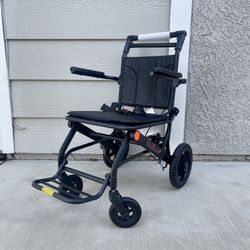 Lightweight Wheelchairs with Handbrake, Weights Only 23lbs, Compact Portable Wheelchair, Folding Transport Wheelchair for Adults & Kids, Black (11" Re