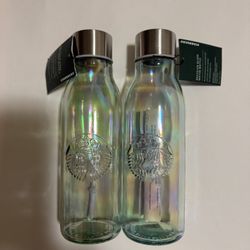 STARBUCKS RECYCLED 2019 IRIDESCENT GLASS WATER BOTTLE. NOT USED. $28.00 EACH. 