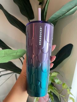 New Starbucks Purple Blue Shimmer Twilight Ombre Scale Stainless Tumbler 24 oz