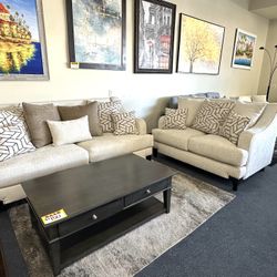 Beige Sofa And Loveseat 
