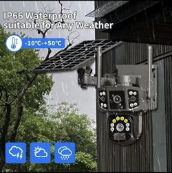 Solar  Camera - 1080P Motion Detection, Dual Lens, IP66 360° Viewing, Two-Way Intercom, Indoor & Outdoor Suitable Waterproof 