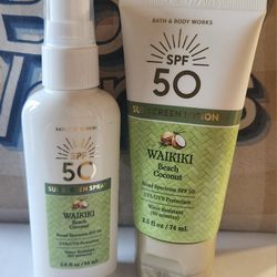 Bath & Body Works 2-ct Sun Care Travel Size Collection  ~ Waikiki Beach Coconut 
