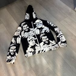 Asaali Jean Company All-Over Print Zip-Up Hoodie