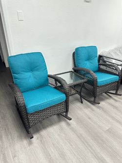 3pc outdoor patio rattan rocker set