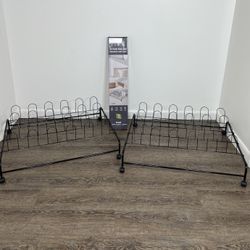 (New Set of 2) 12 Pair rolling under bed shoe rack Black  / shoe storage
