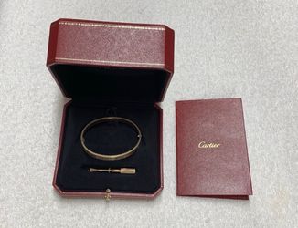 Cartier 18k Rose Gold Love SM Bracelet Size 17 diamonds free