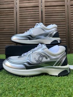 Chanel CC Logo Sneaker “White Silver”