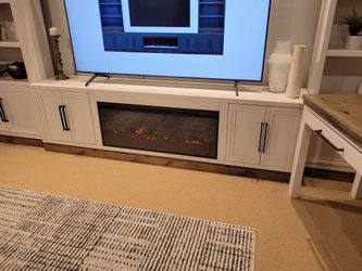 Casual Transitional white 94" Fireplace Console stand