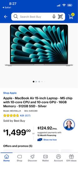 Apple MacBook Air 15 inch M5 512ssd