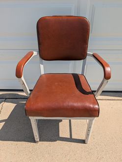 Sturdy Vintage Invincible Upholstered Metal Chair from Manitowoc, WI