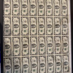 Sheet Of 32 $2 Bills