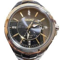 Men's Watch, Seiko Men's Solar Coutura Diamond Two Tone Date Watch With Sapphire Crystal, 42.5mm Case, SNE444