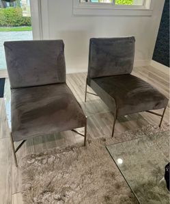 Set of Accent Chairs with Grey Covers
