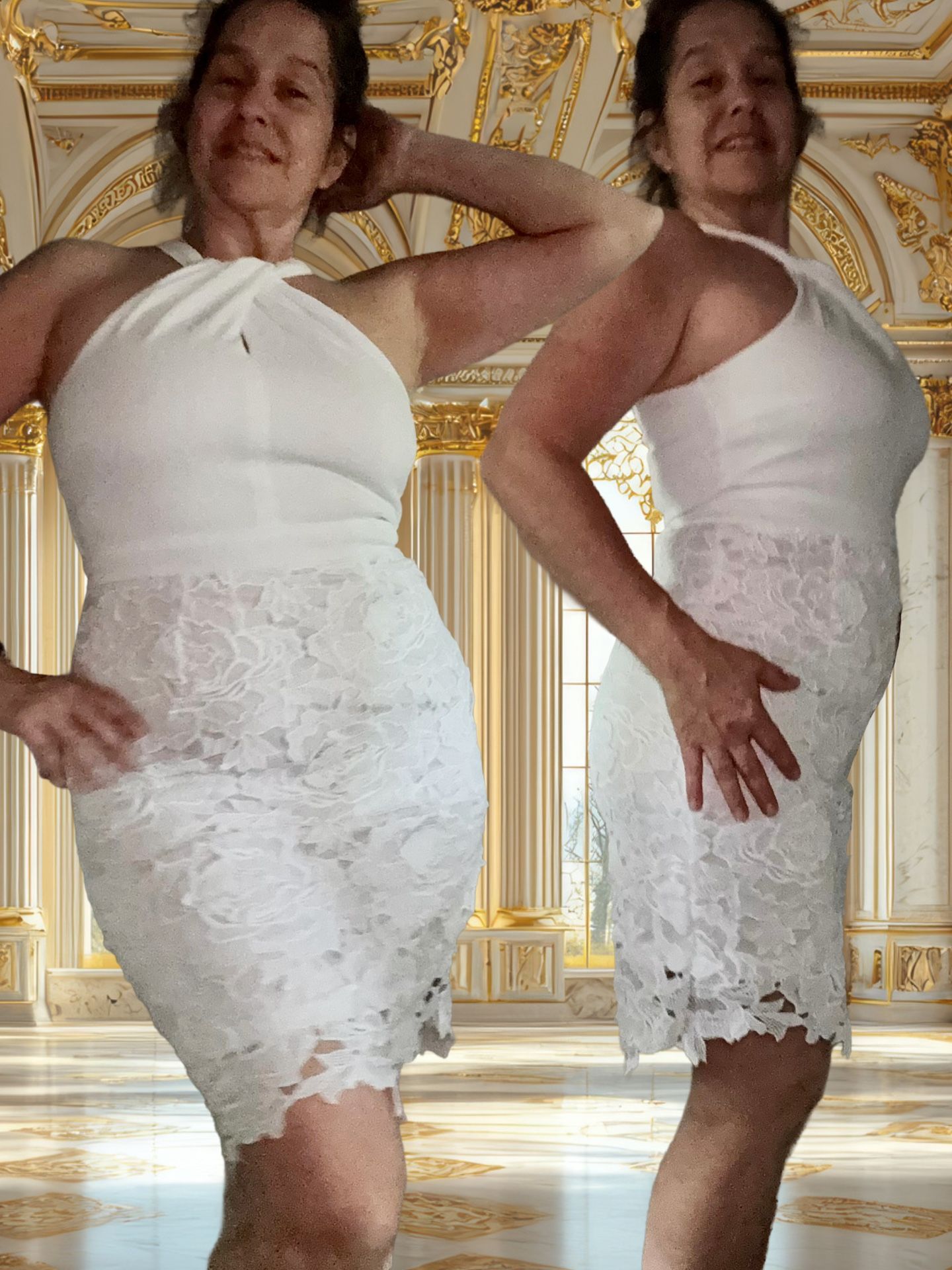 White Embroidery Style Bottom With Criss-Cross Style Top Dress