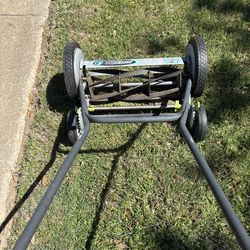 The "16-in" on the title of the Earthwise reel lawn mower refers to its cutting width