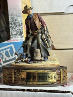 Limited Edition John Wayne Sculpture Branding Rope Firepile Handpainted Cowboy