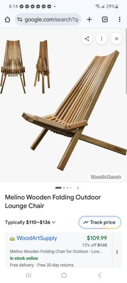 Melino Wooden Folding Chair $70 each or 2 for $130