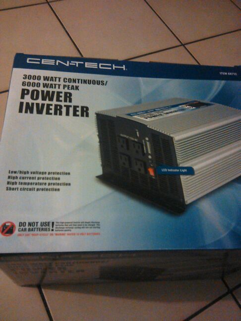 Cen-tech 3000 watt continuous/6000 watt power inverter