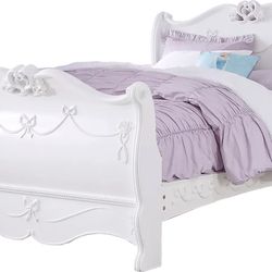 Disney Princess Fairytale White Sleigh Bed / Bed Frame Full Size