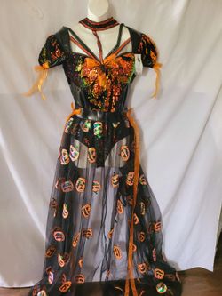 Halloween Pumpkin Sequin Costume Dress