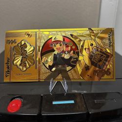24k gold foil plated Pikachu Pokemon Banknote 