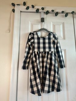 Hanna Andersson black and white checkered dress, size 4